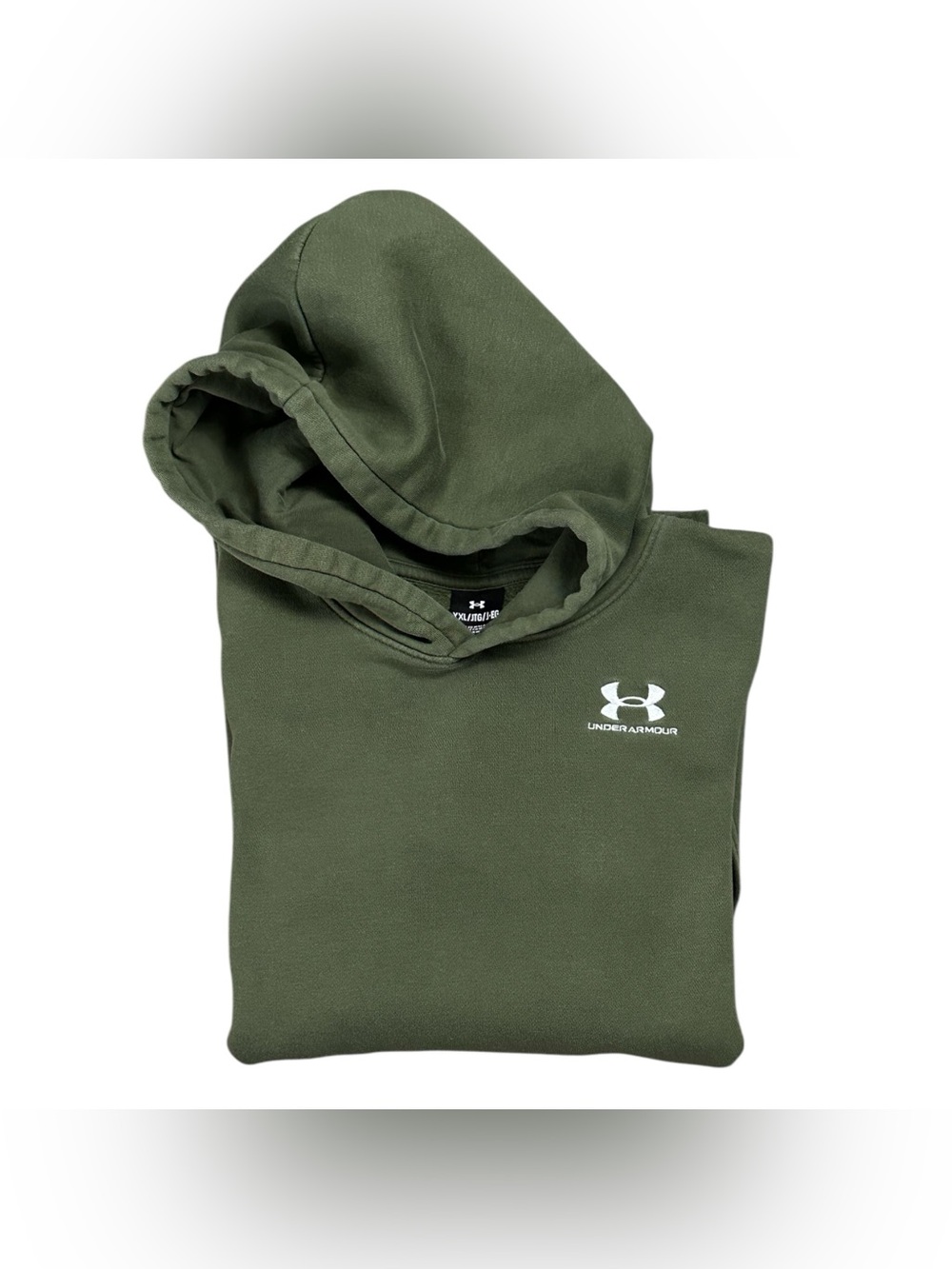 Under Armour Youth Olive Green Fleece Hoodie Pullover Kangaroo Pocket Boys YXL